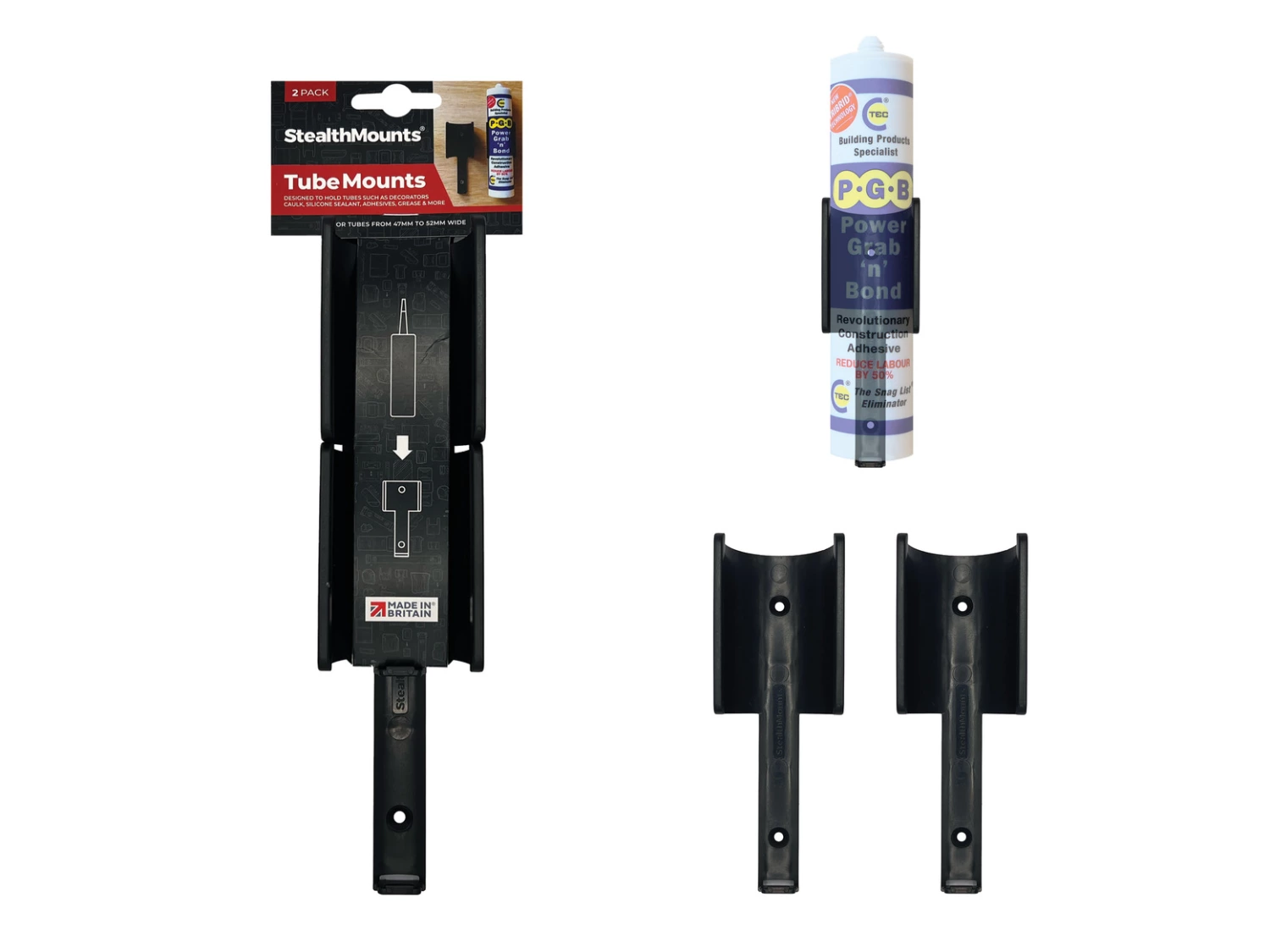 StealthMounts OM-TBE-V2-BLK-2 Silicone Houder V2 - Zwart - 2 Stuks