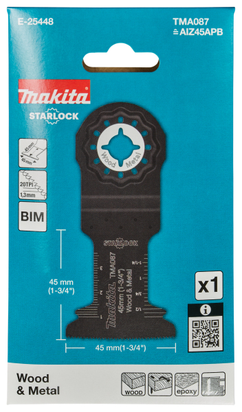 Makita E-25448 TMA087 Invalzaagblad 45x45mm - Hout En Staal (1st) - Detailed view of the product