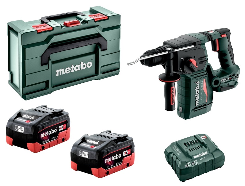 Metabo KH 18 LTX BL 24 18V Li-ion Accu Combihamer Set (2x5.5Ah LiHD Accu) In Metabox