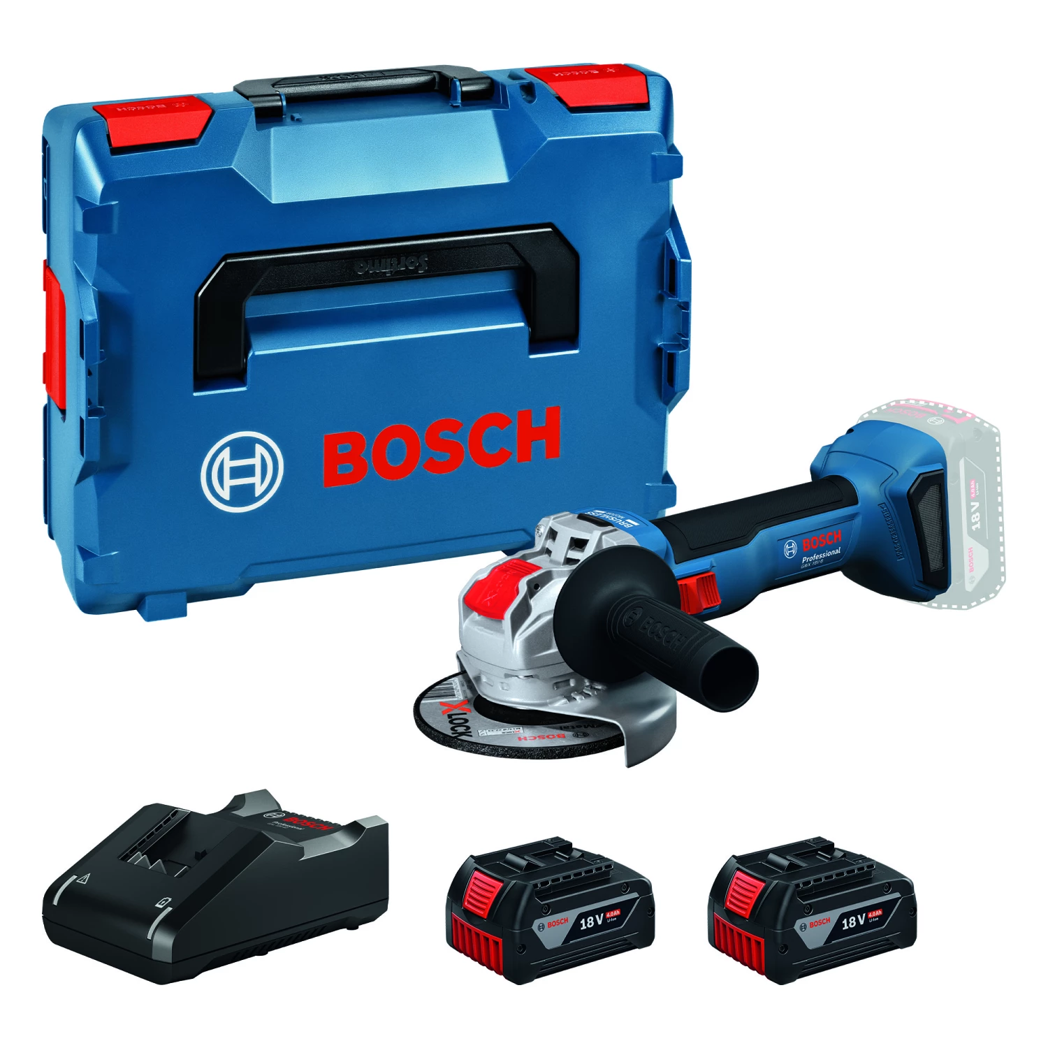 Bosch GWX 18V-8 18V Accu X-LOCK Haakse Slijper Set (2x 4,0 Ah) In L-Boxx - 125mm