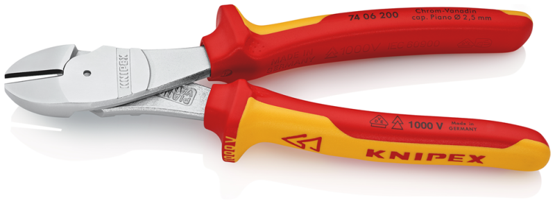 Knipex 74 06 200 VDE Kracht Zijsnijtang - 200mm - Detailed view of the product