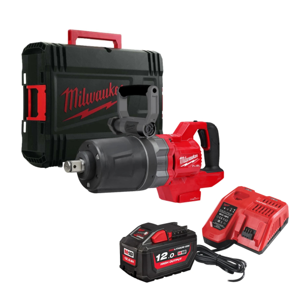 Milwaukee M18 ONEFHIWF1DS-121C 18V Li-ion Accu Slagmoersleutel Met Frictiering Set (1x 12.0Ah Accu) In Koffer - 1