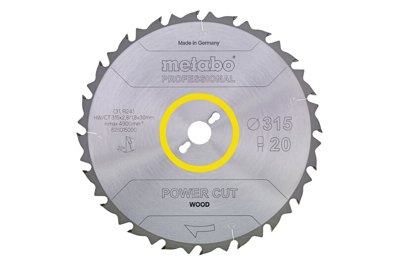 Metabo 628016000 Power Cut Cirkelzaagblad - 315 X 30 X 24T - HW / CT