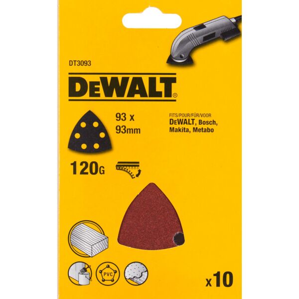 DeWALT DT3093-QZ Deltaschuurpapier - K120 - 93mm (10st) - Detailed view of the product