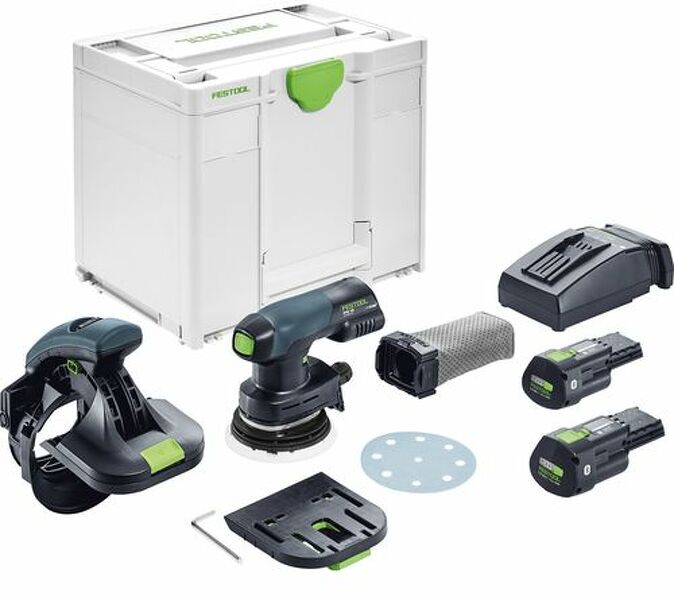 Festool ES-ETSC 125 3,0 I-Plus 18V Li-Ion Accu Kantenschuurmachine Set (2x 3,0Ah) In Systainer - 125mm EAN: 4014549417140