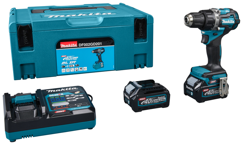 Makita DF002GD201 XGT 40V Max Li-Ion Accu Boor-/schroefmachine Set (2x 2,5Ah) In Mbox - 64Nm - Koolborstelloos EAN: 88381735841