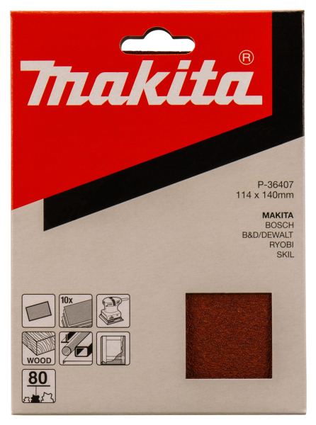 Makita P-36407 Vlak Schuurvel Red - K80 - 114 X 140mm (10st) - Detailed view of the product