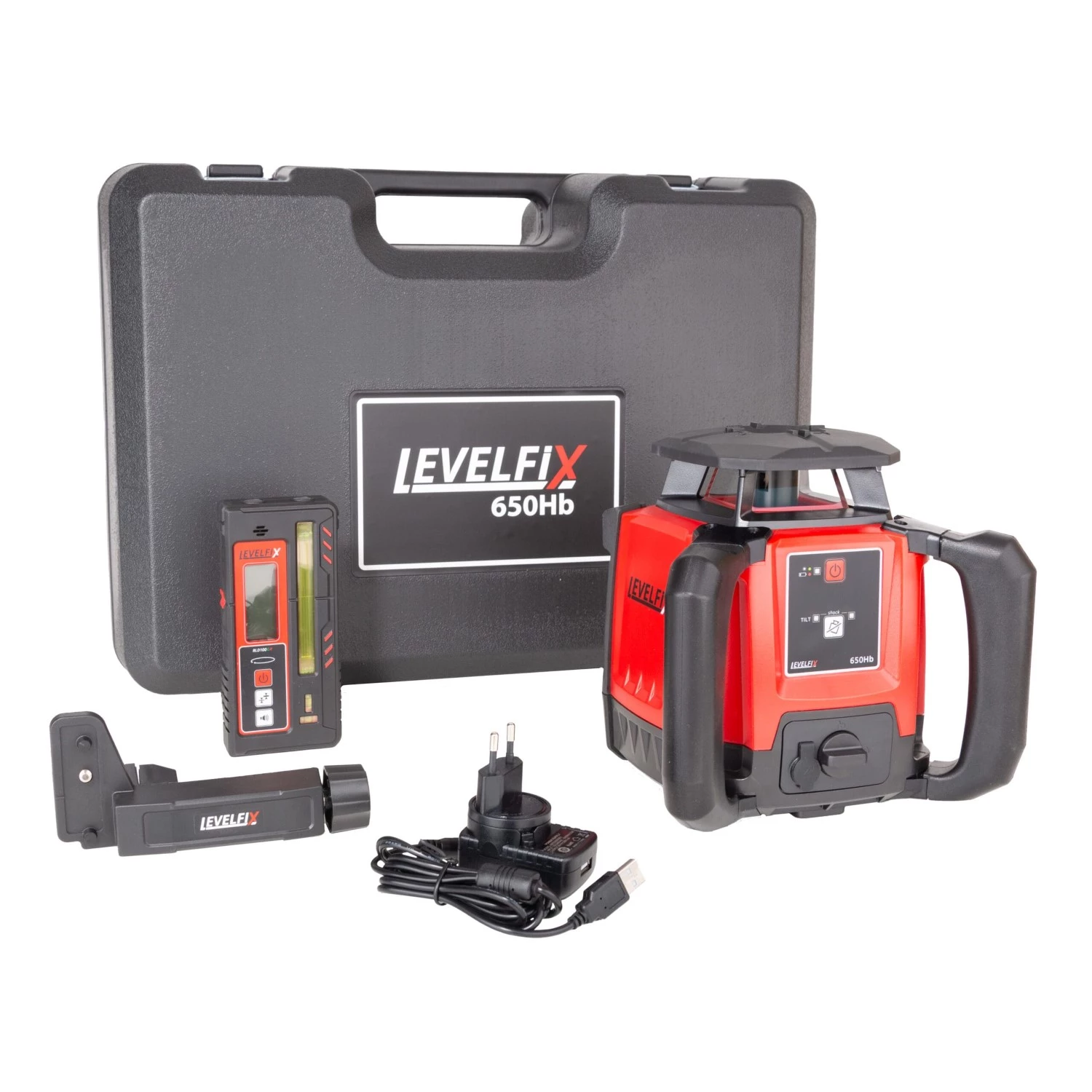 Levelfix 650Hb Roterende Laser Set Incl. Ontvanger In Koffer - Rood - 600m - IP66