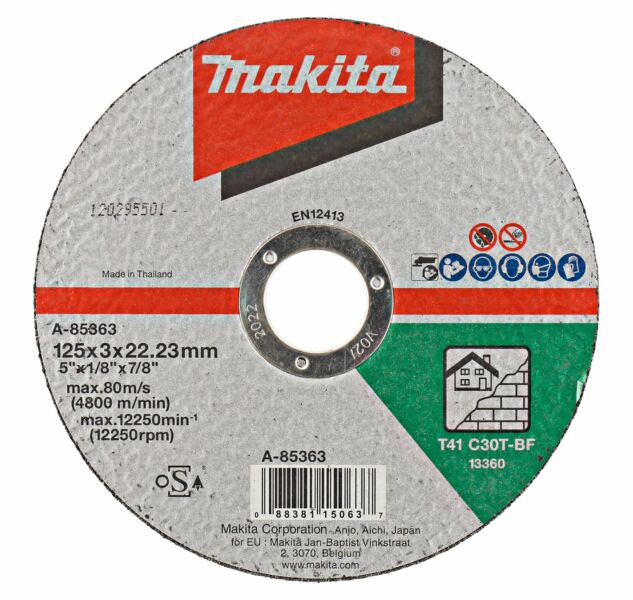 Makita A-85363 Doorslijpschijf - 125 X 22,23mm - Steen
