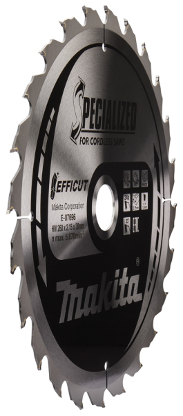 Makita E-07696 Efficut Cirkelzaagblad Hout - 260x30x2,15mm 24T - Detailed view of the product