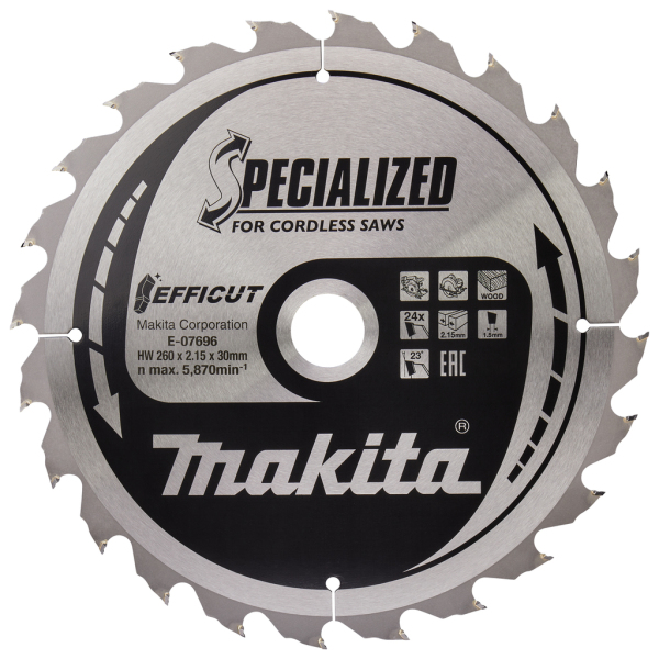 Makita E-07696 Efficut Cirkelzaagblad Hout - 260x30x2,15mm 24T