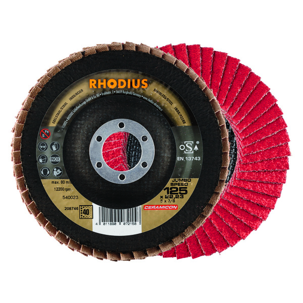 Rhodius 208746 Ceramicon Jumbo Speed Lamellenslijpschijf (10 Stuks) - K40 - 125 X 22,23mm - RVS/Staal
