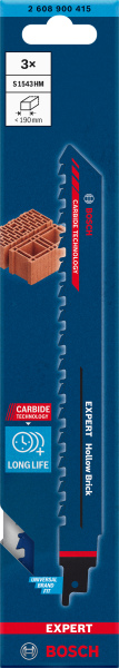 Bosch 2608900415 EXPERT Reciprozaagblad S1543HM - Hollow Brick (3st) - Detailed view of the product