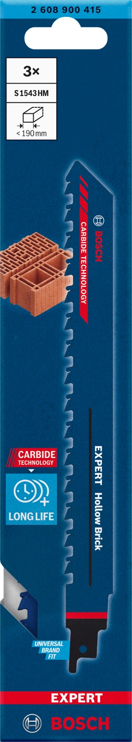 Bosch 2608900415 EXPERT Reciprozaagblad S1543HM - Hollow Brick (3st) thumbnail 2
