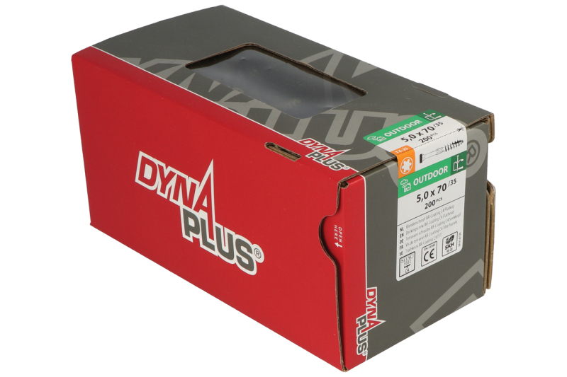 DynaPlus 0281.08.42201 Unischroef - TX25 - 5.0 X 70/42mm - Platkop - Deeldraad - Gecoat (200st) - Detailed view of the product