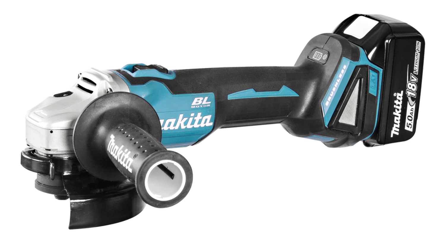 Makita DGA506RTJ 2x 50 Ah accu-haakse slijper in Makpac