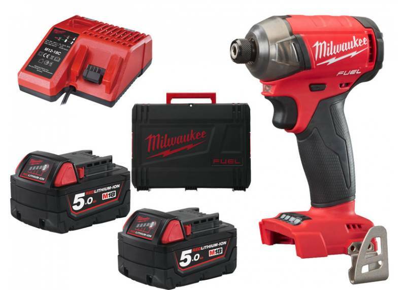 Milwaukee M18 FQID-502X 18V Li-Ion Accu Slagschroevendraaier Set (2x 5.0Ah Accu) In HD Box - Koolborstelloos EAN: 4002395277636