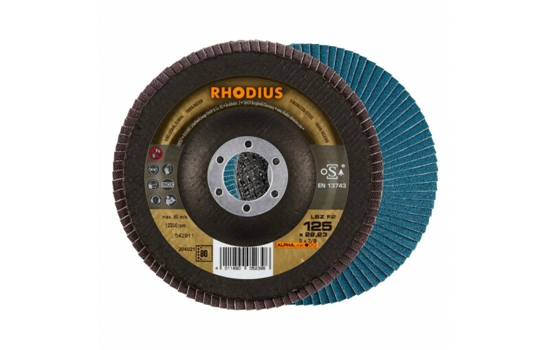 Rhodius 204021 ALPHAline I LSZ F2 Lamellenslijpschijf - K80 - 125 X 22,23mm - Ferro (10st)