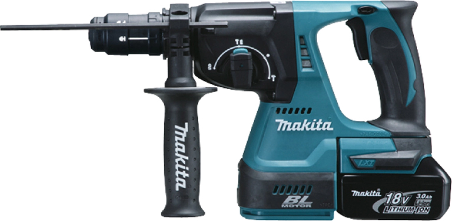 Makita BHR243RFJ 18V Li-Ion Accu SDS-plus Combihamer + Verwisselbare Kop Set (2x 3.0Ah Accu) In Mbox - Koolborstelloos
