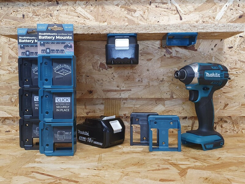 StealthMounts BM-MK18-6 Accuhouder Voor Makita 18V LXT - Zwart - 6-pack - Detailed view of the product