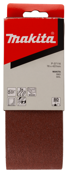 Makita P-37116 Schuurband Red - K80 - 76 X 457mm (5st) - Detailed view of the product