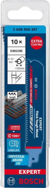 Bosch 2608900367 EXPERT Reciprozaagblad S955CHC 10st Thick Tough Metal - Detailed view of the product