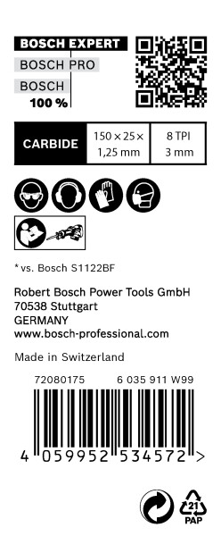Bosch 2608900367 EXPERT Reciprozaagblad S955CHC 10st Thick Tough Metal - Detailed view of the product
