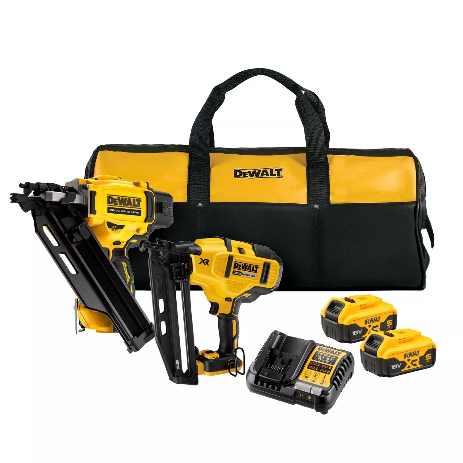 DeWALT DCK246P2 18V Li-ion Accu Constructietacker (DCN930)&Afwerktacker (DCN660) Set (2x 5.0Ah Accu) In Transporttas