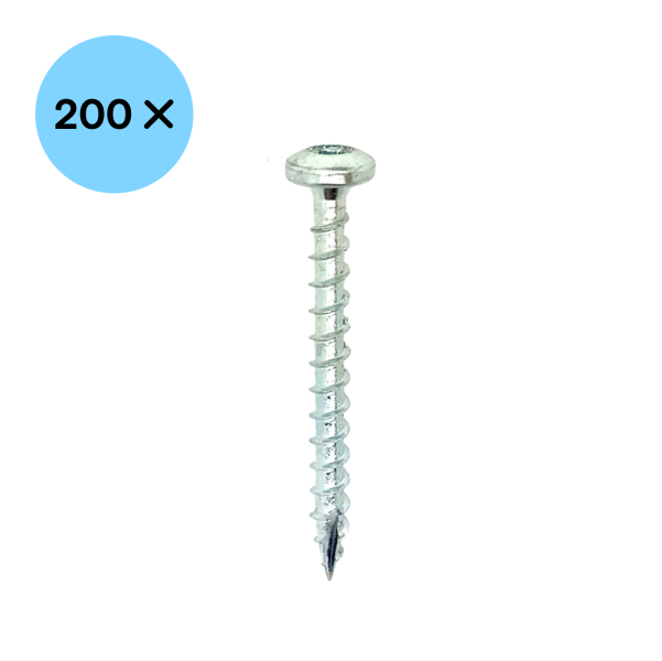 Woodies 61640271 Ultimate Spaanplaatschroef - TX20 - 4.0 X 25mm - Cilinderkop - Voldraad - Verzinkt (200st) - Detailed view of the product