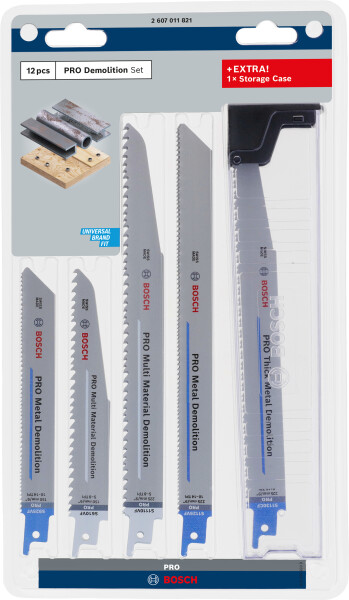 Bosch 2607011821 PRO 12-delige Demolition Zaagbladenset In Blister Met Opbergbox - Detailed view of the product