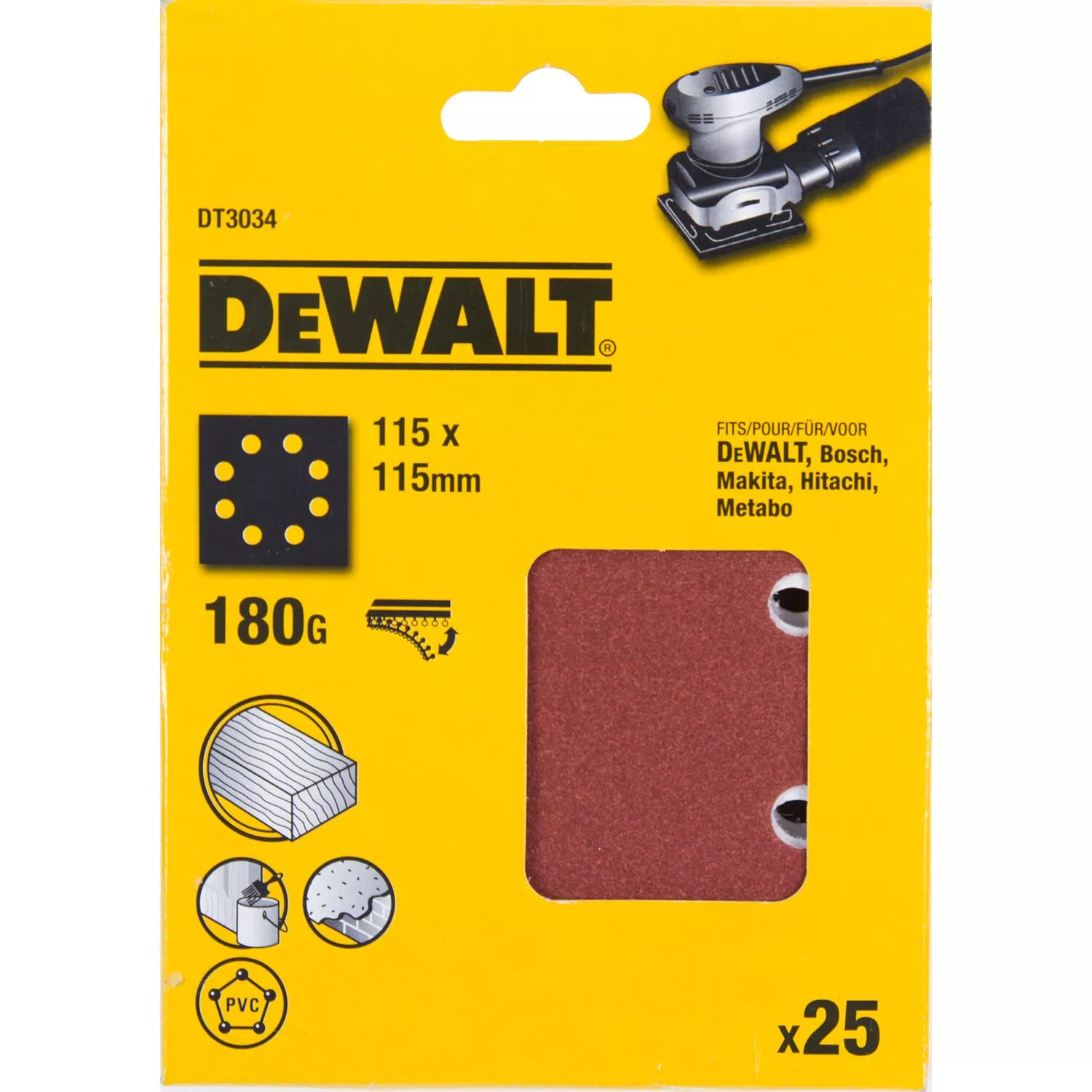 DeWALT DT3034 Vlak Schuurvel - K180 - 115 X 115mm (25st) thumbnail 2
