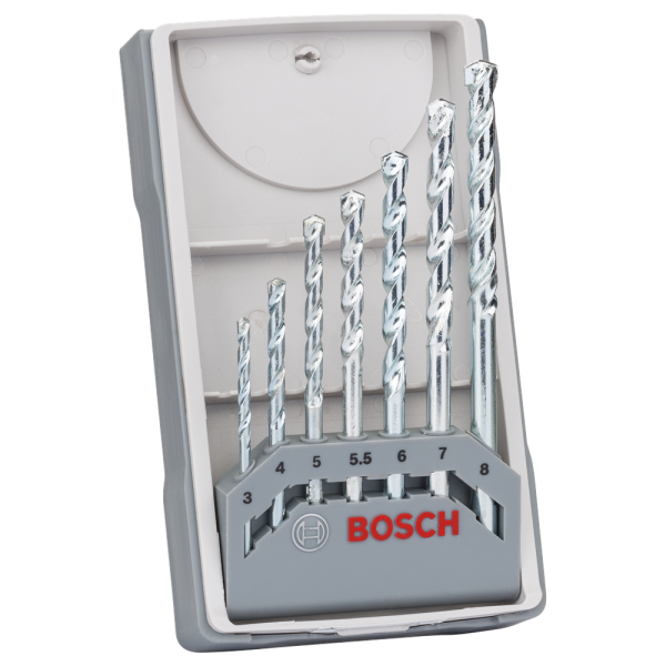 Bosch 2607017035 7 Delige Steen-spiraalboor Set In Cassette - 3 / 4 / 5 / 5,5 / 6 / 7 / 8mm