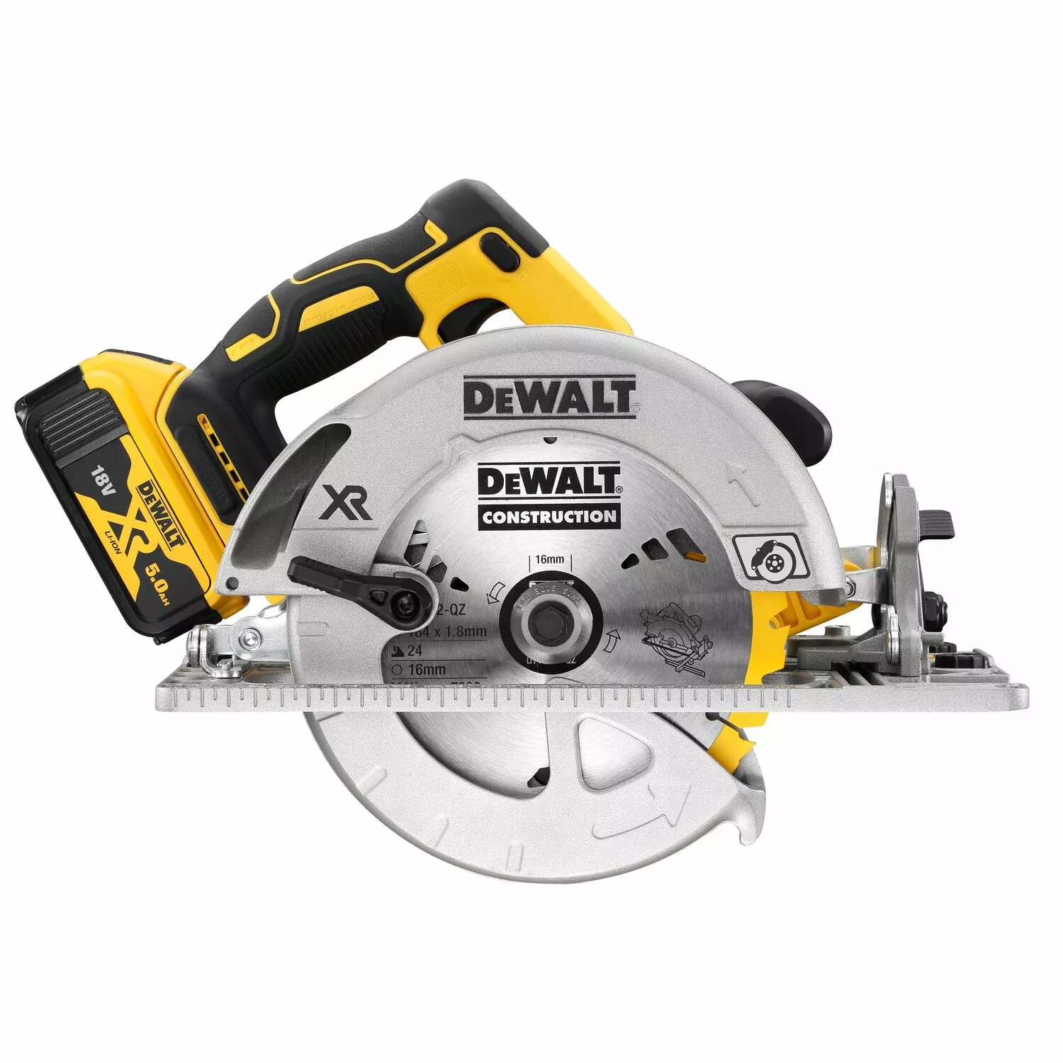 DeWALT DCS572P2-QW 18V Li-ion XR Accu Cirkelzaag Set (2x 5.0Ah) In TSTAK - 184mm thumbnail 3