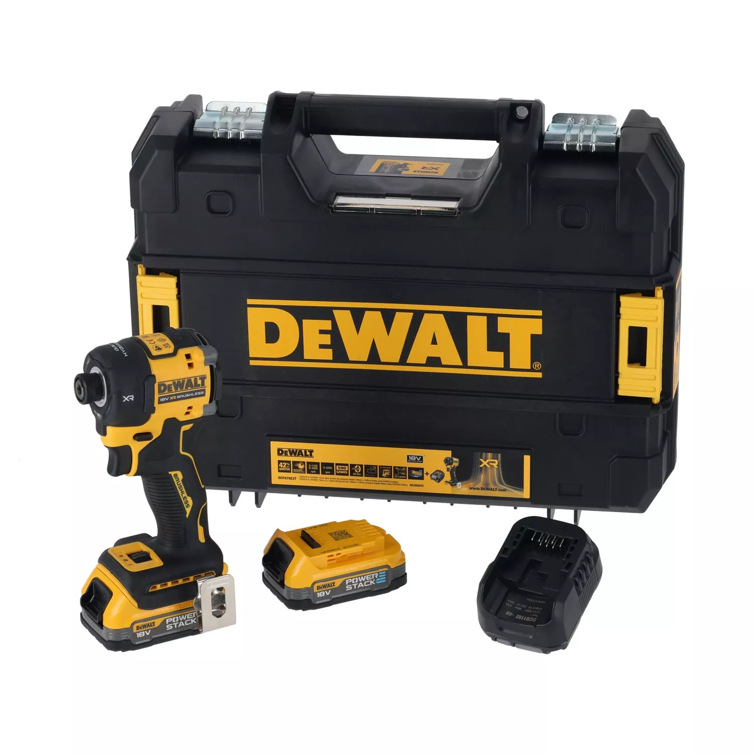 DeWALT DCF870E2T 18V Li-ion Accu Hydraulische Slagschroevendraaier Set (1x 1,7Ah Accu) In TSTAK - 56Nm