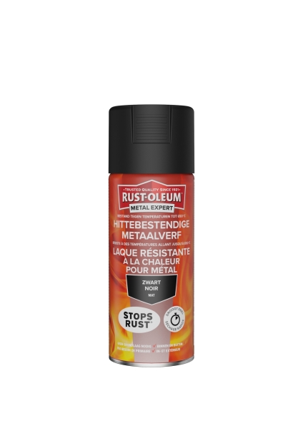 rust-oleum metal expert hittebestendige metaalverf zwart 0.4 ltr spuitbus