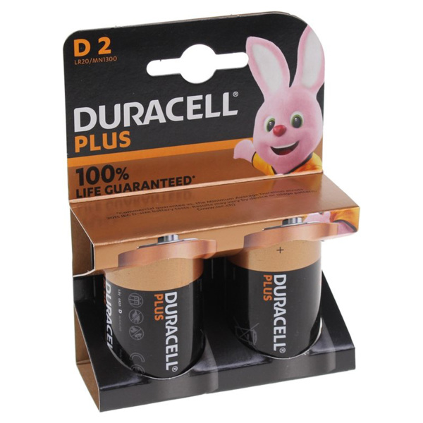 Duracell 3100000829 Batterij Alkaline Plus 100% D 2st. - Detailed view of the product