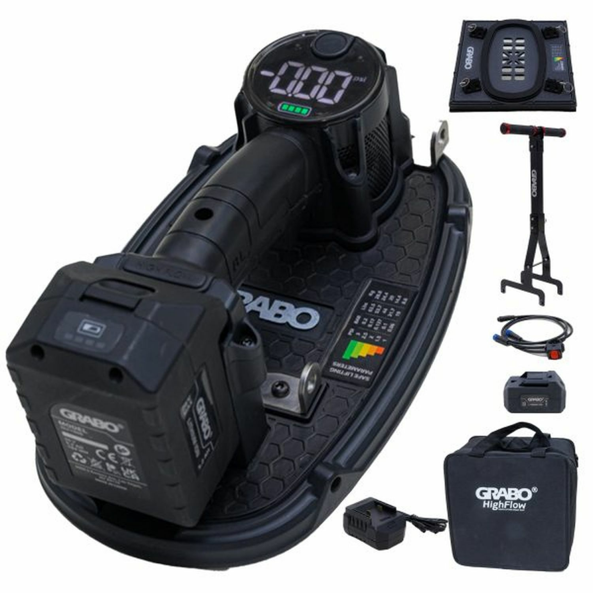 Grabo High Flow Elektrische Vacuüm Tegeldrager in beschermtas - 50,3kg