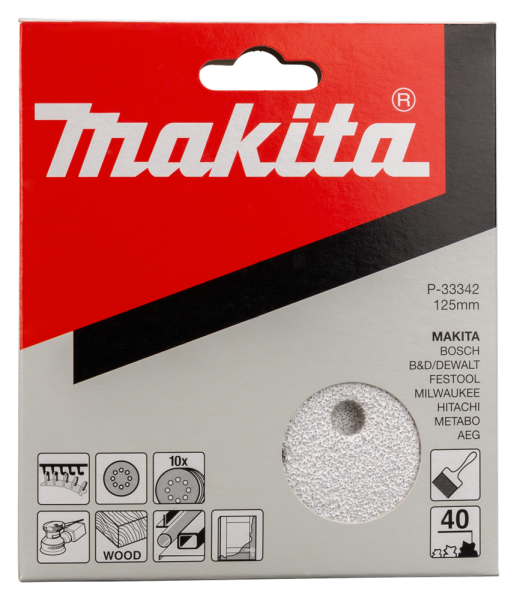 Makita P-33342 Schuurschijf White - K40 - 125mm (10st) - Detailed view of the product