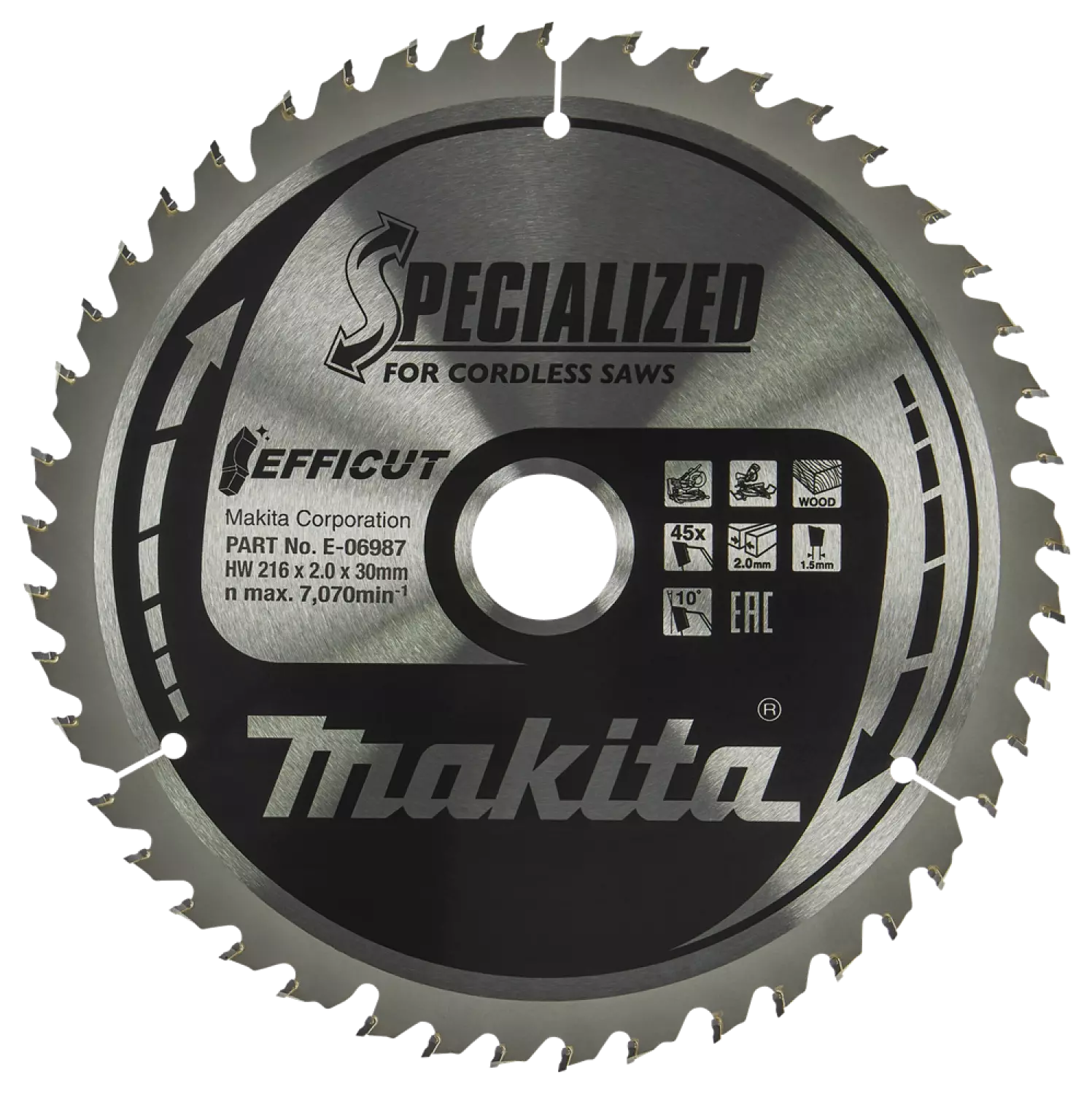 Makita E-06987 Efficut Cirkelzaagblad Hout - 216x30x2,0mm 45T thumbnail 4