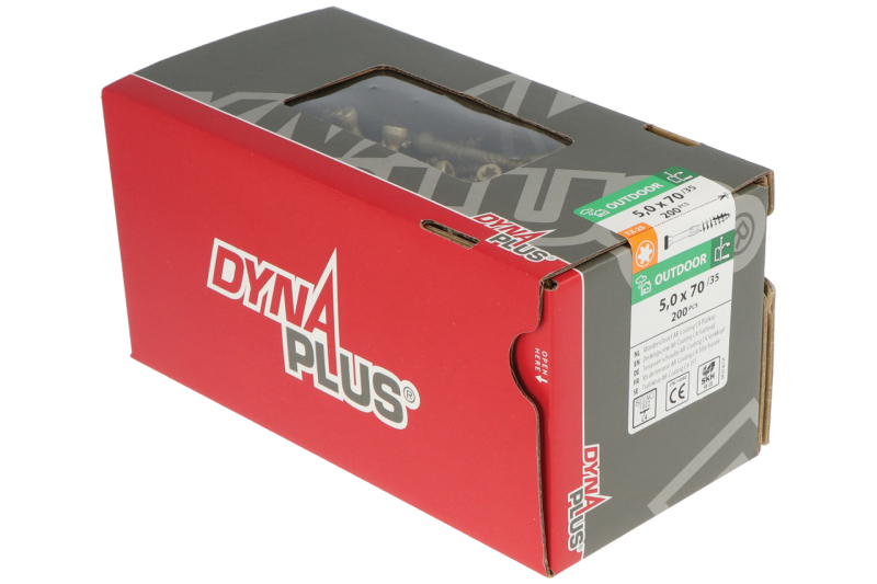 DynaPlus 0283.08.42201 Vlonderschroef - TX20 - 5.0 X 70/35mm - 60 Graden Platkop - Deeldraad - Verzinkt (200st) - Detailed view of the product
