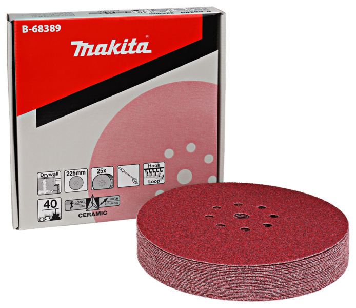 Makita B-68389 Schuurschijf Velcro - 225mm - K40 (25st.) - Detailed view of the product
