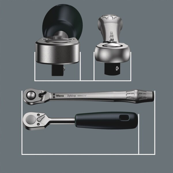 Wera 05004051001 29-delige 8100 SB 11 Zyklop Metal Ratel- En Doppenset Met Omschakelpal- 3/8" - Detailed view of the product