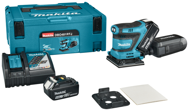 Makita DBO481RTJ LXT 18V Li-ion Accu Vlakschuurmachine Set (2x 5,0Ah) In Mbox - 114x140 Mm