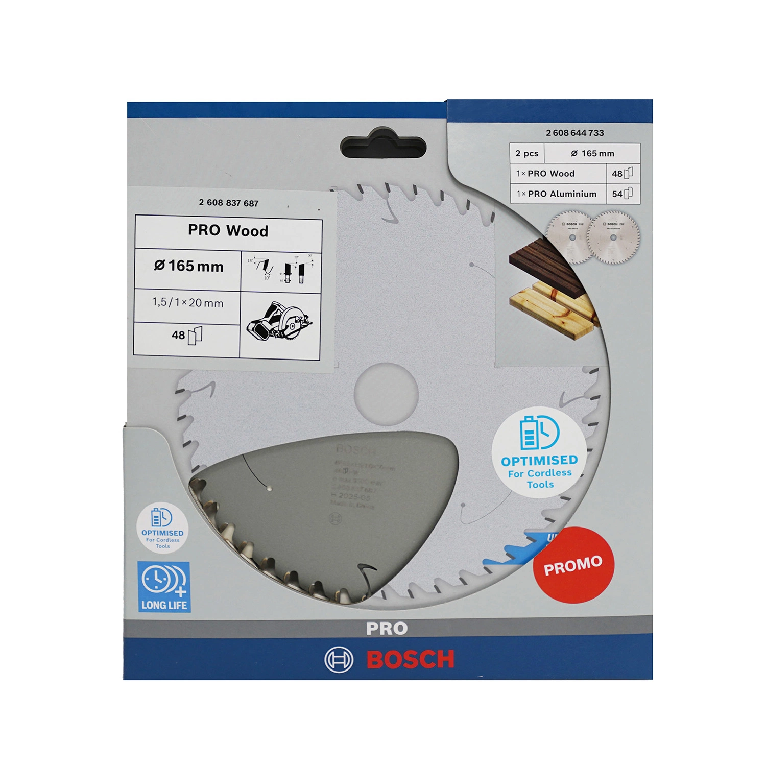 Bosch 2608644733 Pro Cirkelzaagbladen Set - 165mm - Hout&Aluminium thumbnail 4