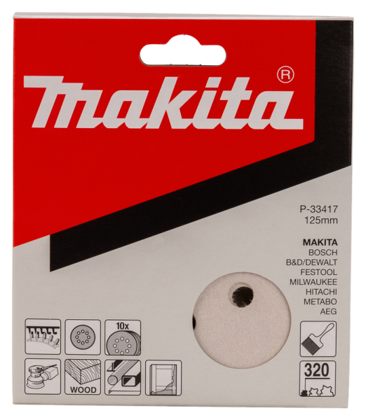 Makita P-33417 Schuurschijf White - K320 - 125mm (10st) - Detailed view of the product