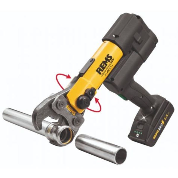 REMS 576010 R220 Akku-Press 22 V ACC Accu Perstangmachine Set In Stalen Koffer - Universeel 10-108mm - Incl. Accu 21.6V, 2.5Ah En Snellader - Detailed view of the product