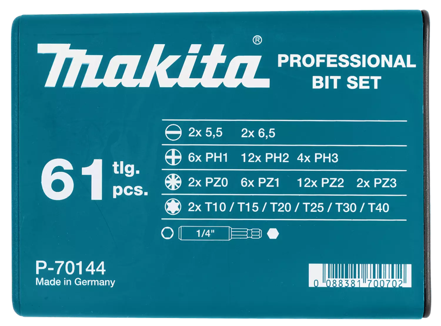 Makita P-70144 61-delige Schroefbitset thumbnail 3