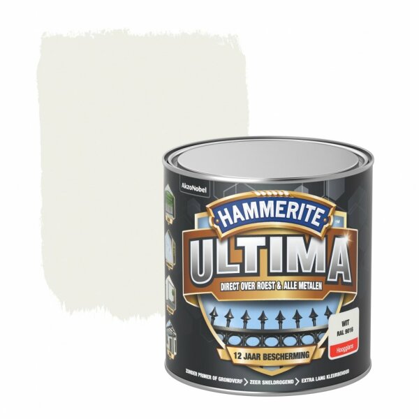Hammerite Ultima Hoogglans - Verkeerswit - 0,75L - Detailed view of the product