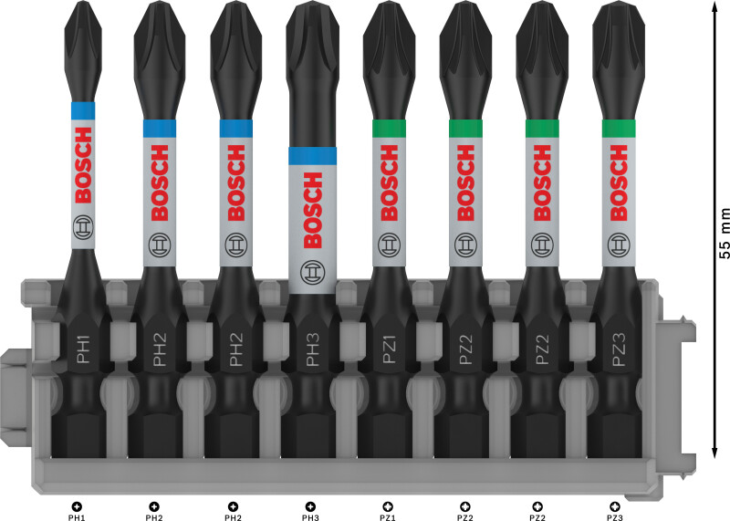 Bosch 2608522328 8 Delige Control Impact Bits - PH1/2/3 / PZ2/3 - Detailed view of the product
