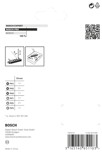 Bosch 2608522328 8 Delige Control Impact Bits - PH1/2/3 / PZ2/3 - Detailed view of the product